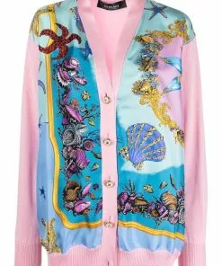 Versace starfish-print V-neck cardigan