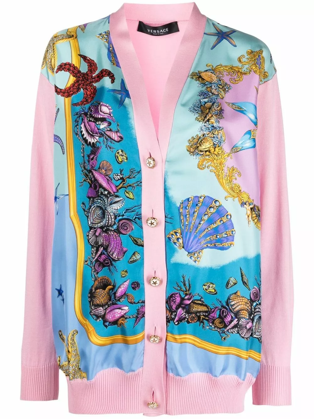 Versace Starfish print V neck cardigan 3 Versace starfish-print V-neck cardigan