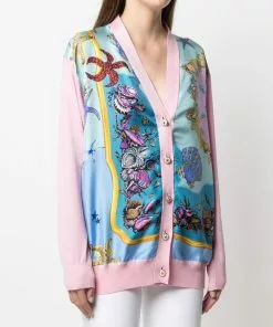 Versace Starfish print V neck cardigan 9 Versace starfish-print V-neck cardigan