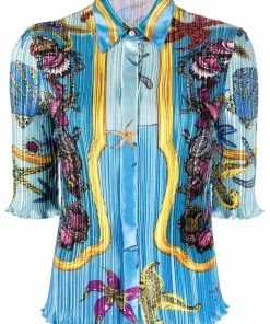 Versace starfish-print plissé shirt