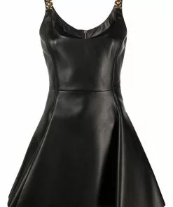 Versace logo-plaque flared minidress