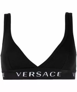 Versace logo-print bra