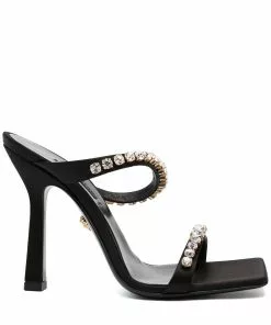 Versace rhinestone-embellished satin mules