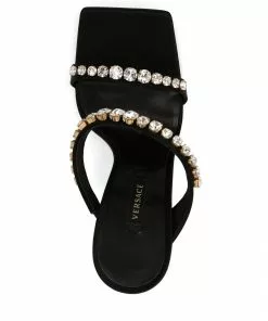 Versace rhinestone-embellished satin mules