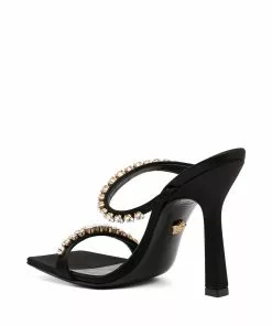 Versace rhinestone-embellished satin mules