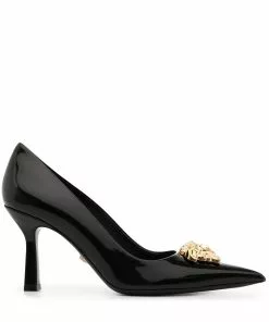 Versace Medusa-head plaque pointed-toe pumps
