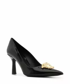 Versace Medusa-head plaque pointed-toe pumps