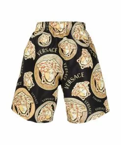 Versace mixed-print swim shorts