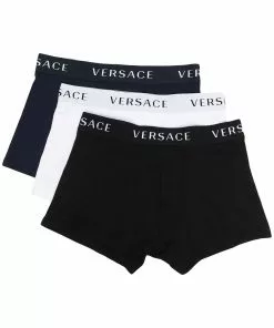Versace pack of three logo waistband boxer shorts