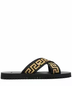 Versace Greca-motif crossover-strap sandals