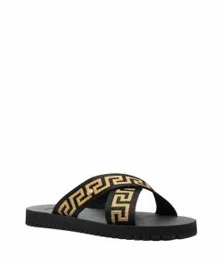 Versace Greca-motif crossover-strap sandals
