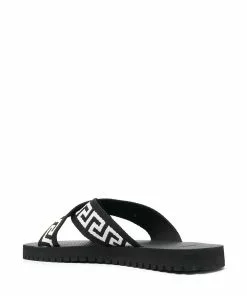 Versace Greca-motif crossover-strap sandals