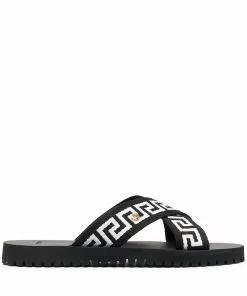 Versace Greca-motif crossover-strap sandals