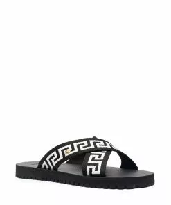 Versace Greca-motif crossover-strap sandals
