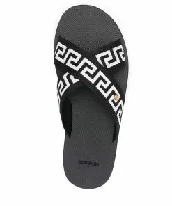 Versace Greca-motif crossover-strap sandals