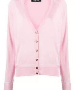 Versace Medusa-buttoned fine-knit cardigan