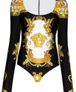 Versace Barocco print scoop neck bodysuit