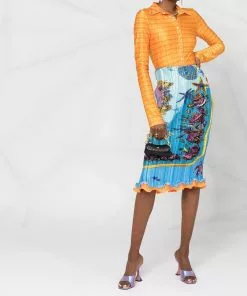 Versace Trésor de La Mer print pleated skirt