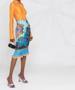 Versace Trésor de La Mer print pleated skirt