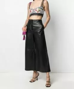 Versace Trésor Pinstripe-print silk bralette top