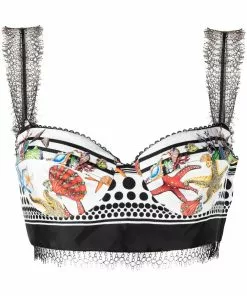 Versace Trésor Pinstripe-print silk bralette top