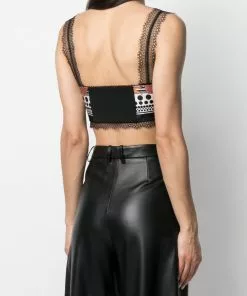 Versace Trésor Pinstripe-print silk bralette top