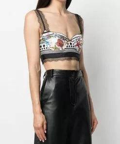 Versace Trésor Pinstripe-print silk bralette top