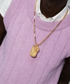 Versace Medusa dog-tag chain necklace