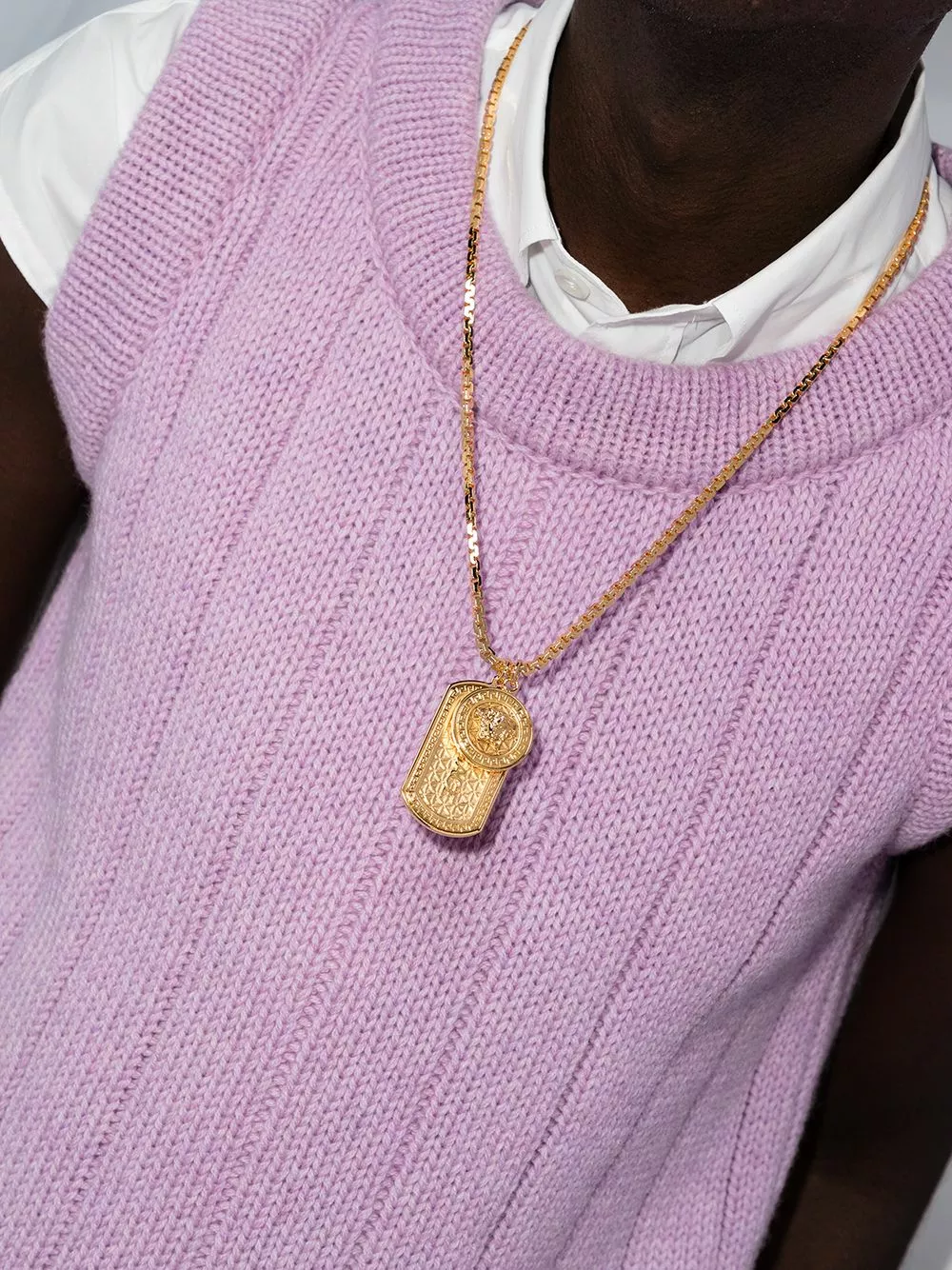 Versace Medusa dog tag chain necklace 4 Versace Medusa dog-tag chain necklace