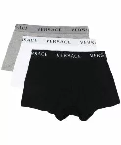 Versace three-pack logo-waistband boxers