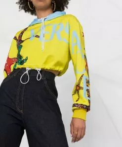 Versace cropped logo-print hoodie