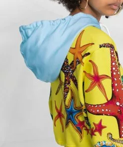 Versace cropped logo-print hoodie