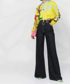 Versace cropped logo-print hoodie