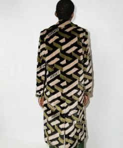 Versace Greca pattern midi coat