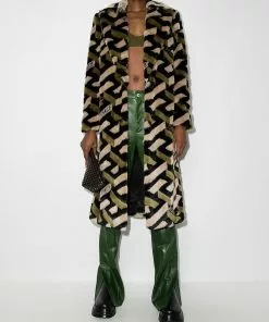 Versace Greca pattern midi coat