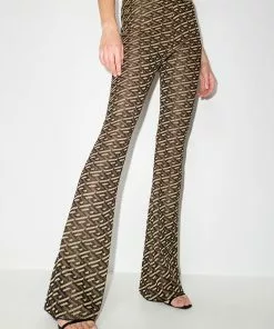 Versace La Greca jacquard flared trousers