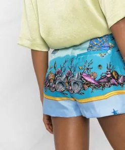 Versace shell-print silk shorts