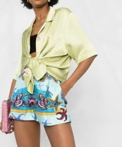 Versace shell-print silk shorts