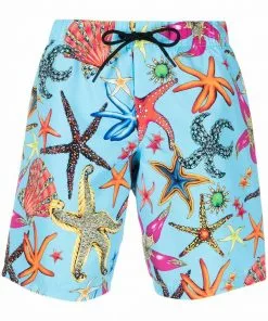 Versace coral-print swim shorts