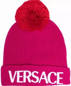 Versace logo-print knitted beanie
