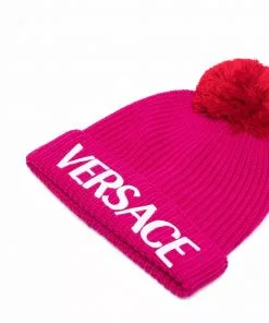 Versace logo-print knitted beanie