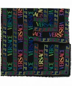Versace Greca Neon-print scarf