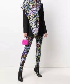 Versace graphic-print fringed-edge silk scarf