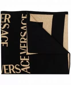 Versace two-tone intarsia-knit scarf