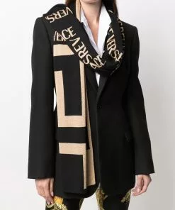 Versace two-tone intarsia-knit scarf