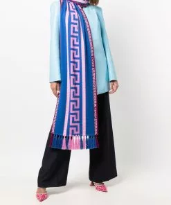 Versace Greca-pattern fringed-detail scarf