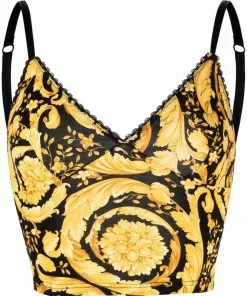 Versace cropped baroque-print camisole