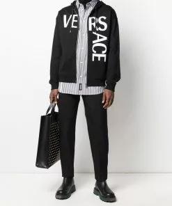 Versace logo-print zip-up hoodie