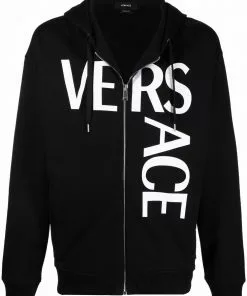 Versace logo-print zip-up hoodie