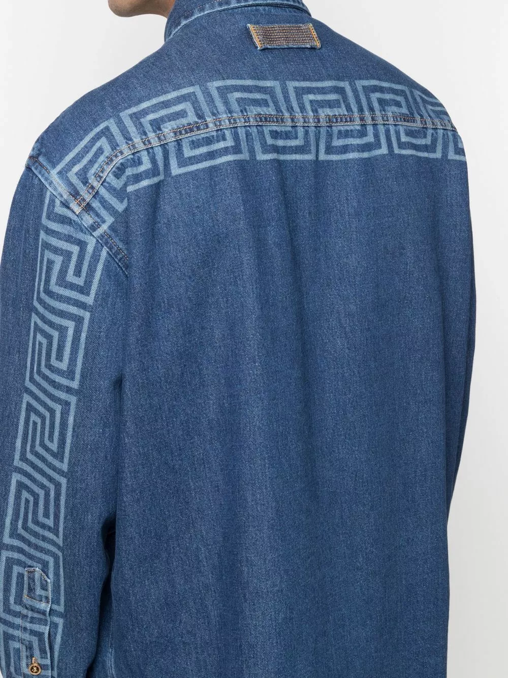 Versace Greca logo lettering denim jacket 7 Versace Greca logo-lettering denim jacket